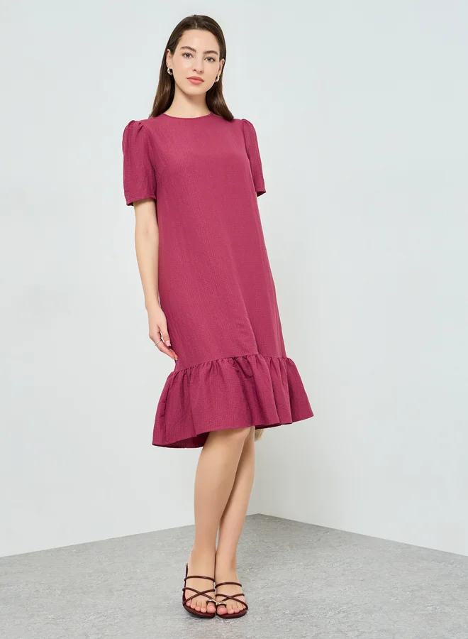 Styli Women Shift Midi Dress with Short Sleeves